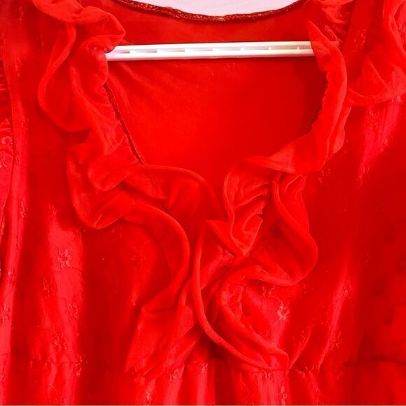 Vintage 60s bright red ruffled maxi gown - Picture 8 of 14